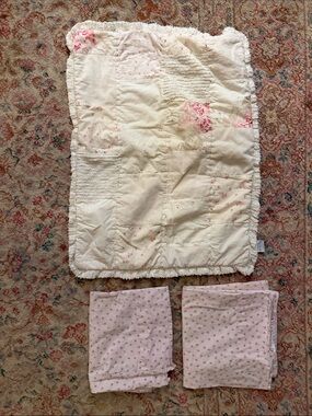 Simply Shabby Chic Pillowcases & Sham (1King, 2 Standard) with Pink Rose Print